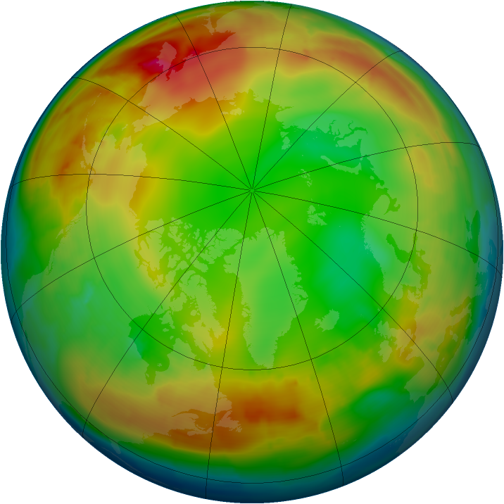Arctic ozone map for 09 January 2010